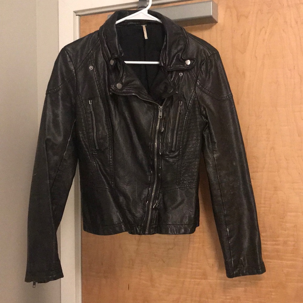 Worn free people leather jacket